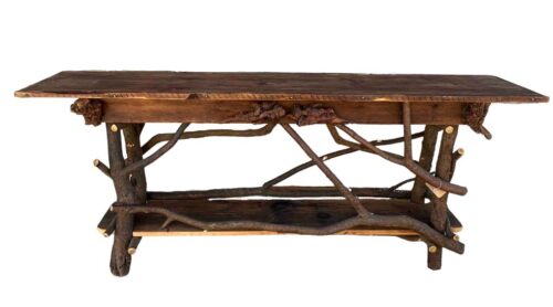 rustic console table with burls