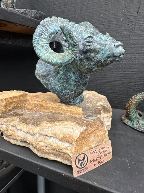 sculpture_ king of the rockies ram_ bronze