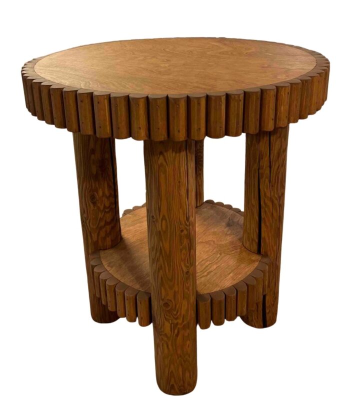 Round Molesworth side table with shelf, all wood
