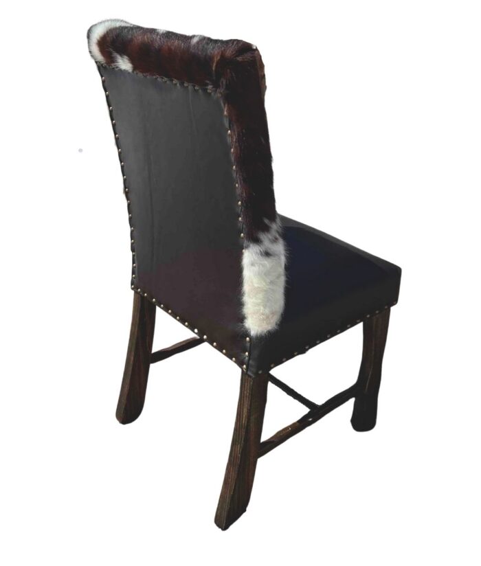 cowhide leather dining chair back view