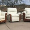 Set Sofa Love Seat and Recliner Pillow Back with Turquoise Inlay Mesquite