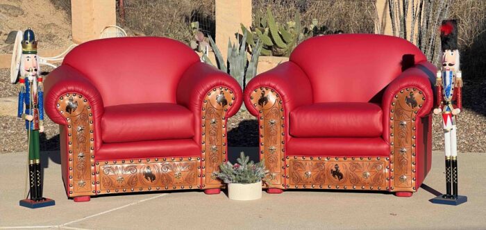 red leather armchairs with western tooling Silver Star