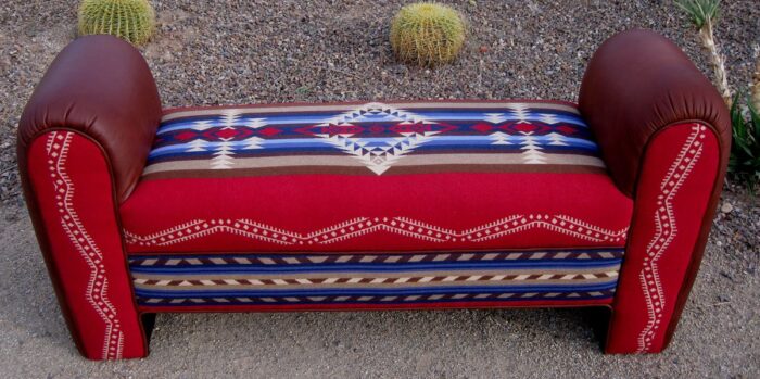 Pendleton upholstered bench red and blue