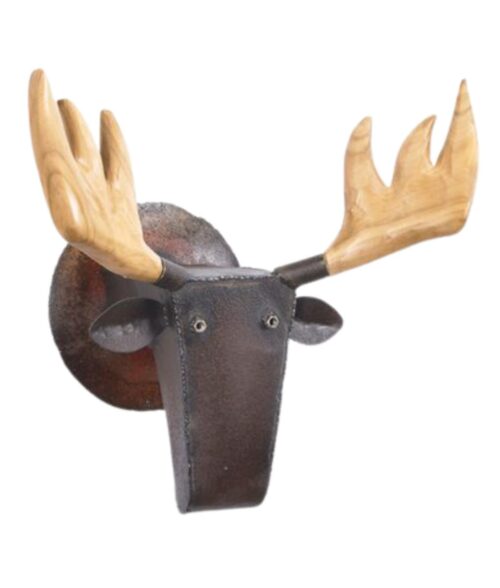 Moose head metal wall sculpture