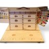 Handcrafted wood fly tying organizer cabinet