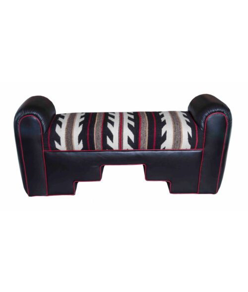 stairstep bottom leather and pendleton bench