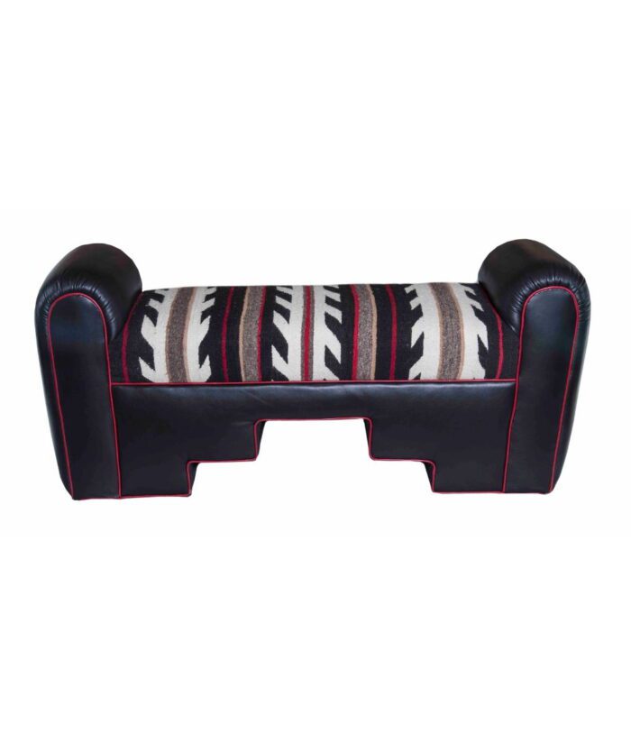 stairstep bottom leather and pendleton bench